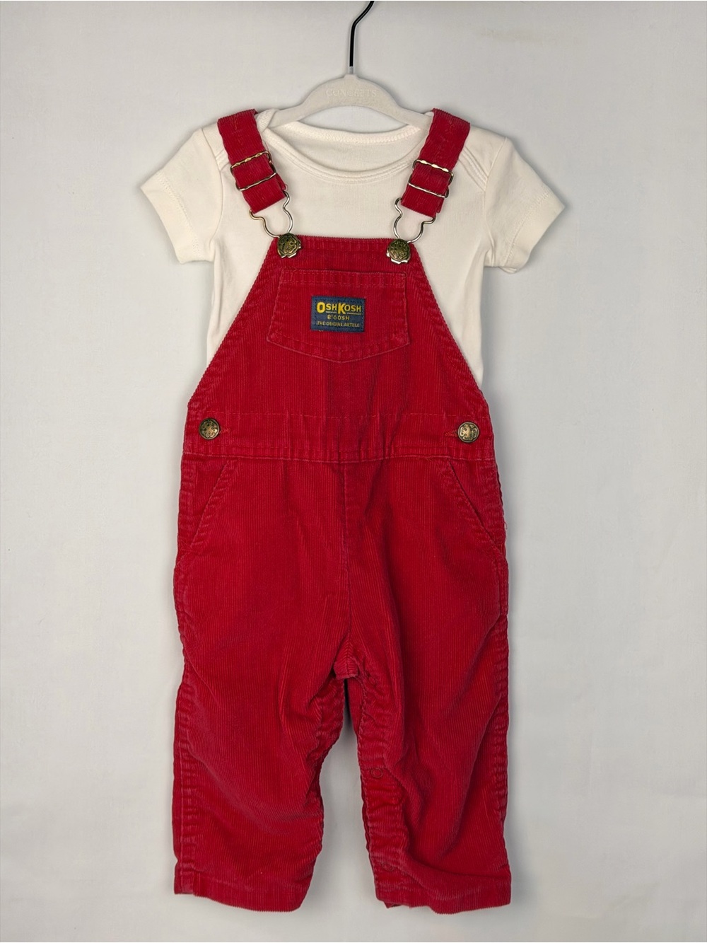 OshKosh B'gosh Bright Red Corduroy Overalls with Pocket 18 months